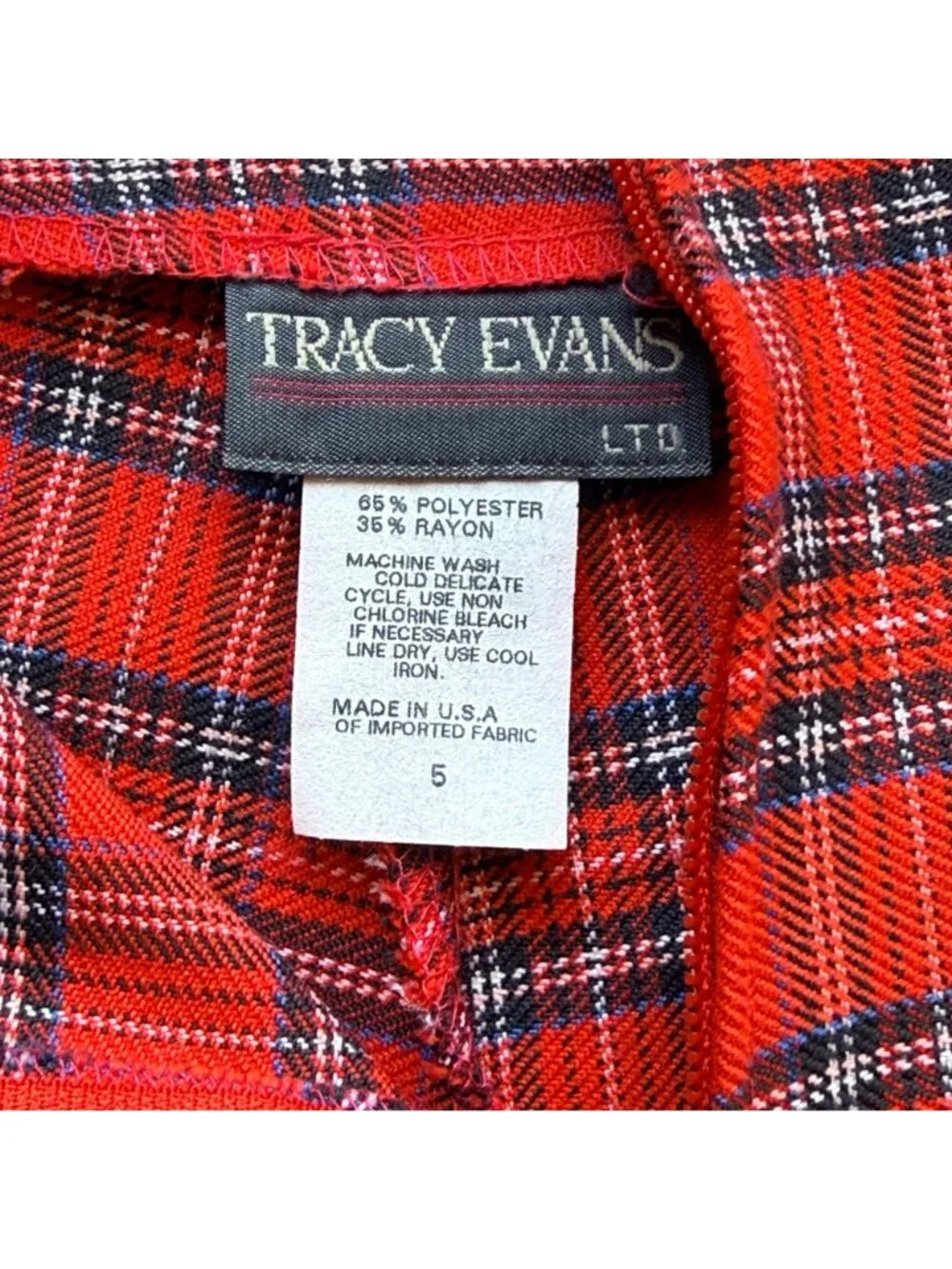 Tracy Evans Skort Womens 5 Red Tartan Plaid 80s 90s Vintage Dark Academia